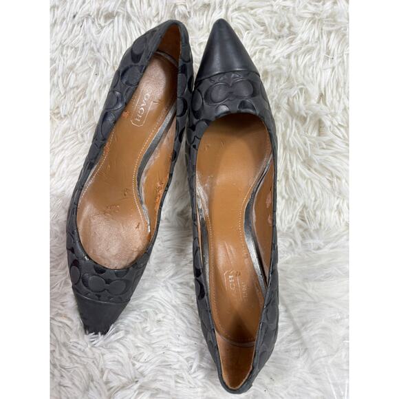 Coach Black Signature Canvas Monogram Logo Pump Heels Womens Size 8.5B - Picture 1 of 8